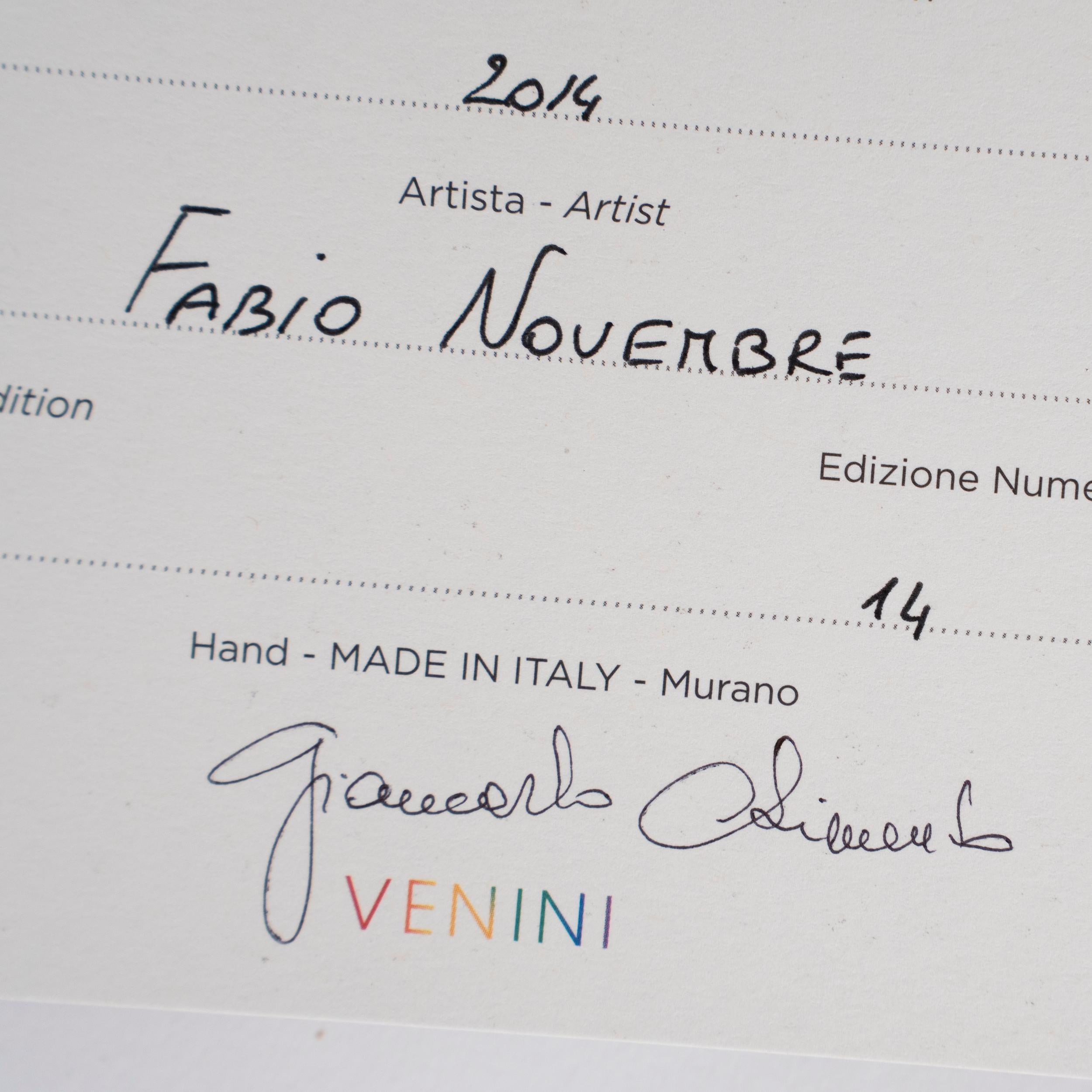 Mid-Century moderno Venini vaso Paglia di Murano in vetro di Murano Edizione numerata 14, firmato 2014 in vendita