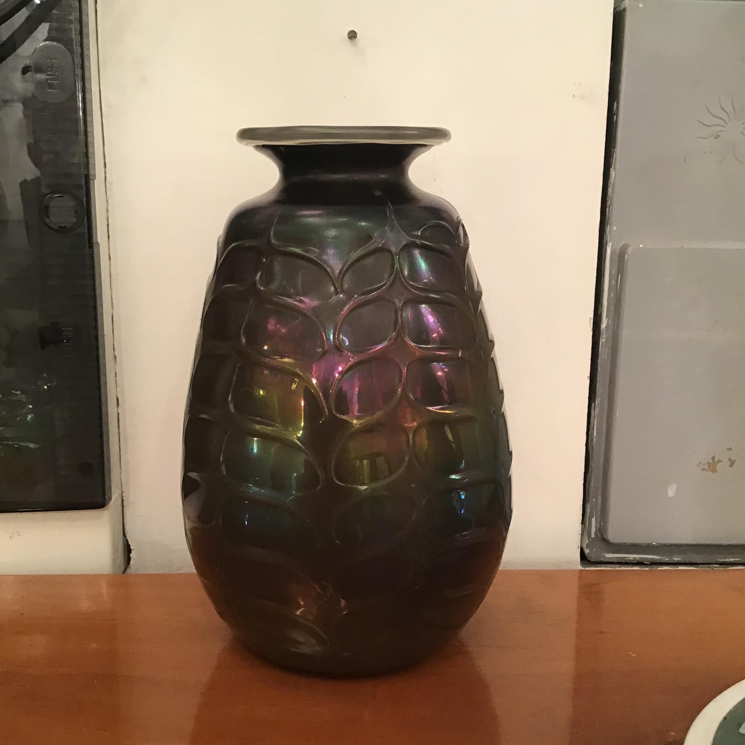 Altro VENINI Vase Murano Glass iridato 1950 Italy in vendita