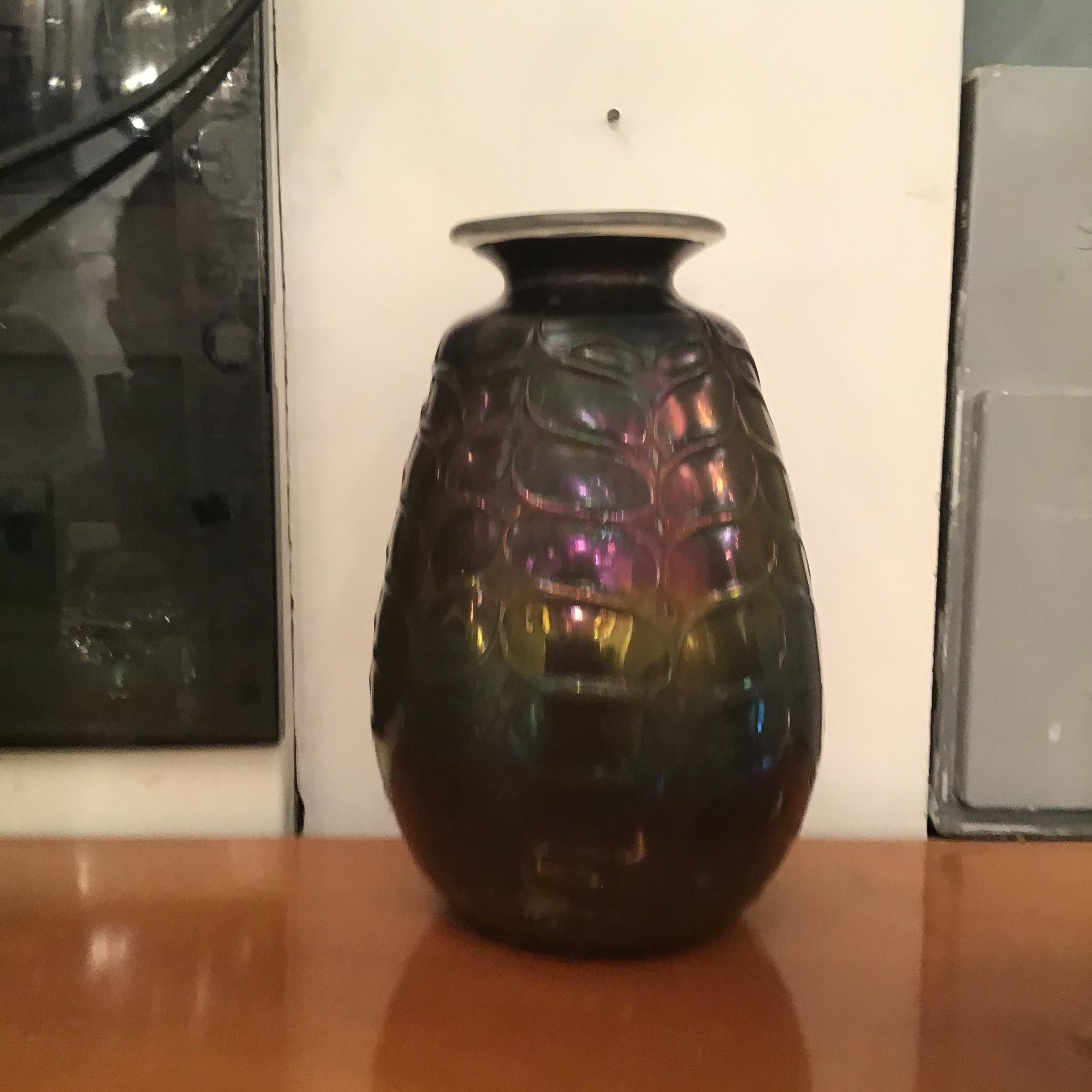 VENINI Vase Murano Glass iridato 1950 Italy In condizioni ottime in vendita a Milano, IT
