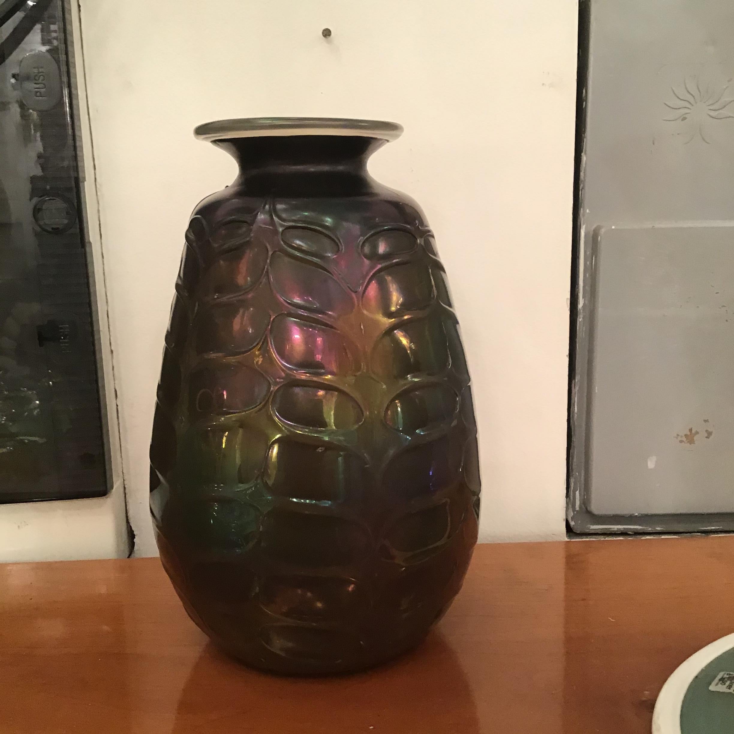 Vetro di Murano VENINI Vase Murano Glass iridato 1950 Italy in vendita