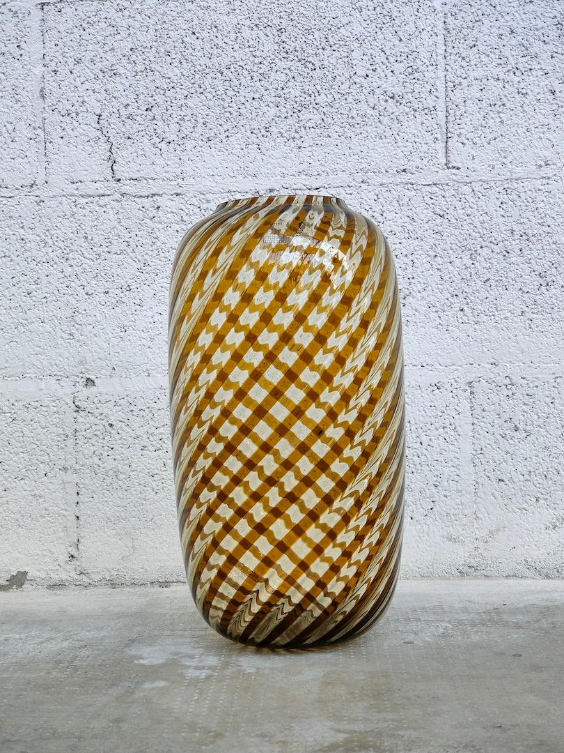 Late 20th Century Venini Vase, Murano Glass, Twisted Rods Technique, 80's, Italy