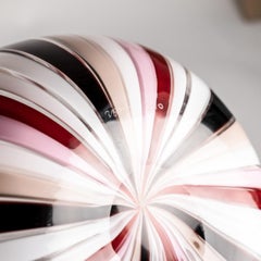 VENINI jarrón raro Fazzoletto a Canne multicolor de cristal de Murano, Firmado 2010