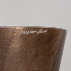 VENINI vase Re Lattimo White and Bronze Murano Glass Signed 2009, Made in Italy