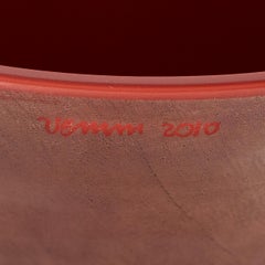 VENINI vase Re Satin Coral and Bronze Murano Glass Signed 2010, Made in Italy