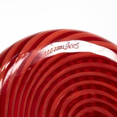 VENINI vase Tornado Red Murano Glass, Signed 2005, Made in Italy