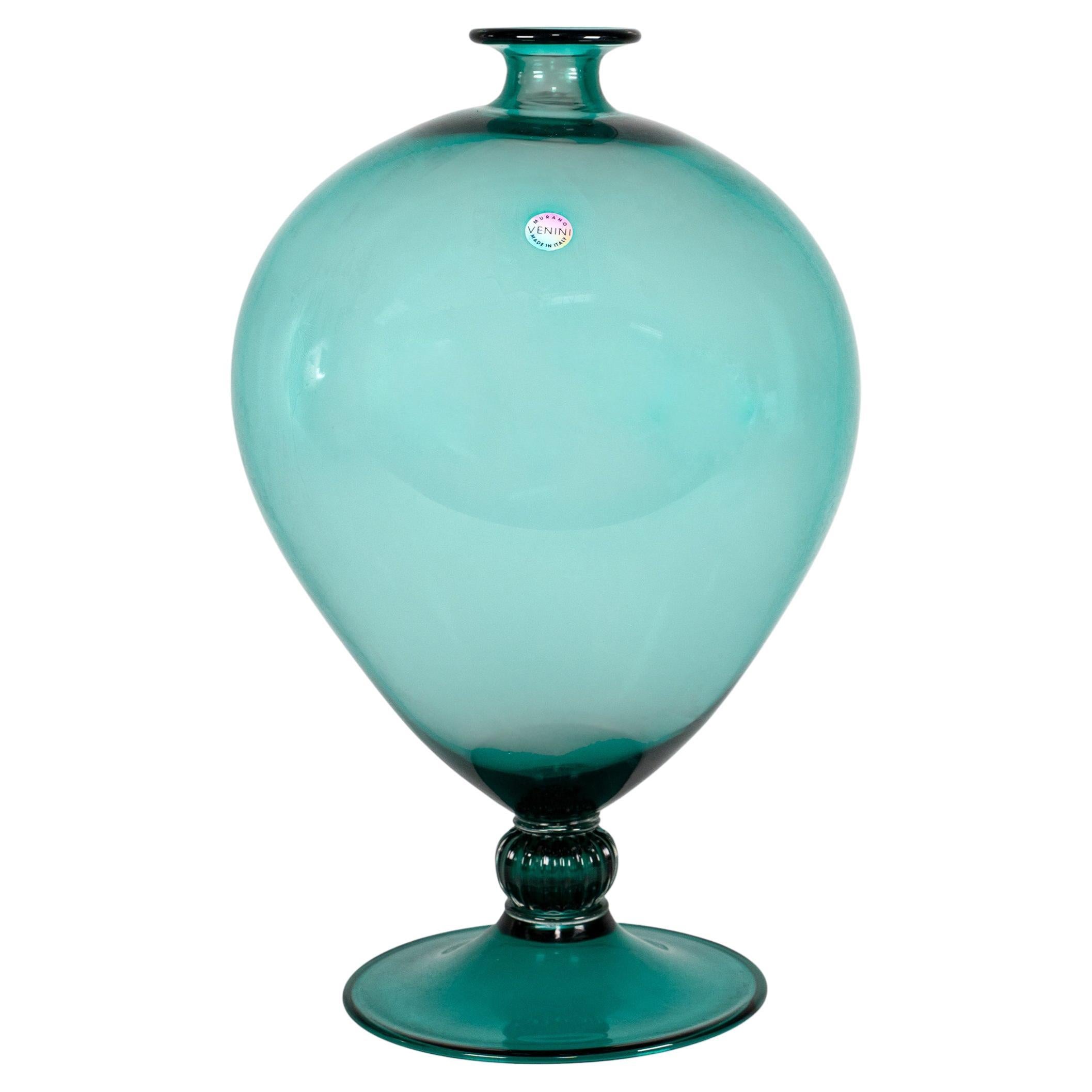 VENINI vase Veronese Green Murano Glass Limited Edition 186/199, Signed 1996