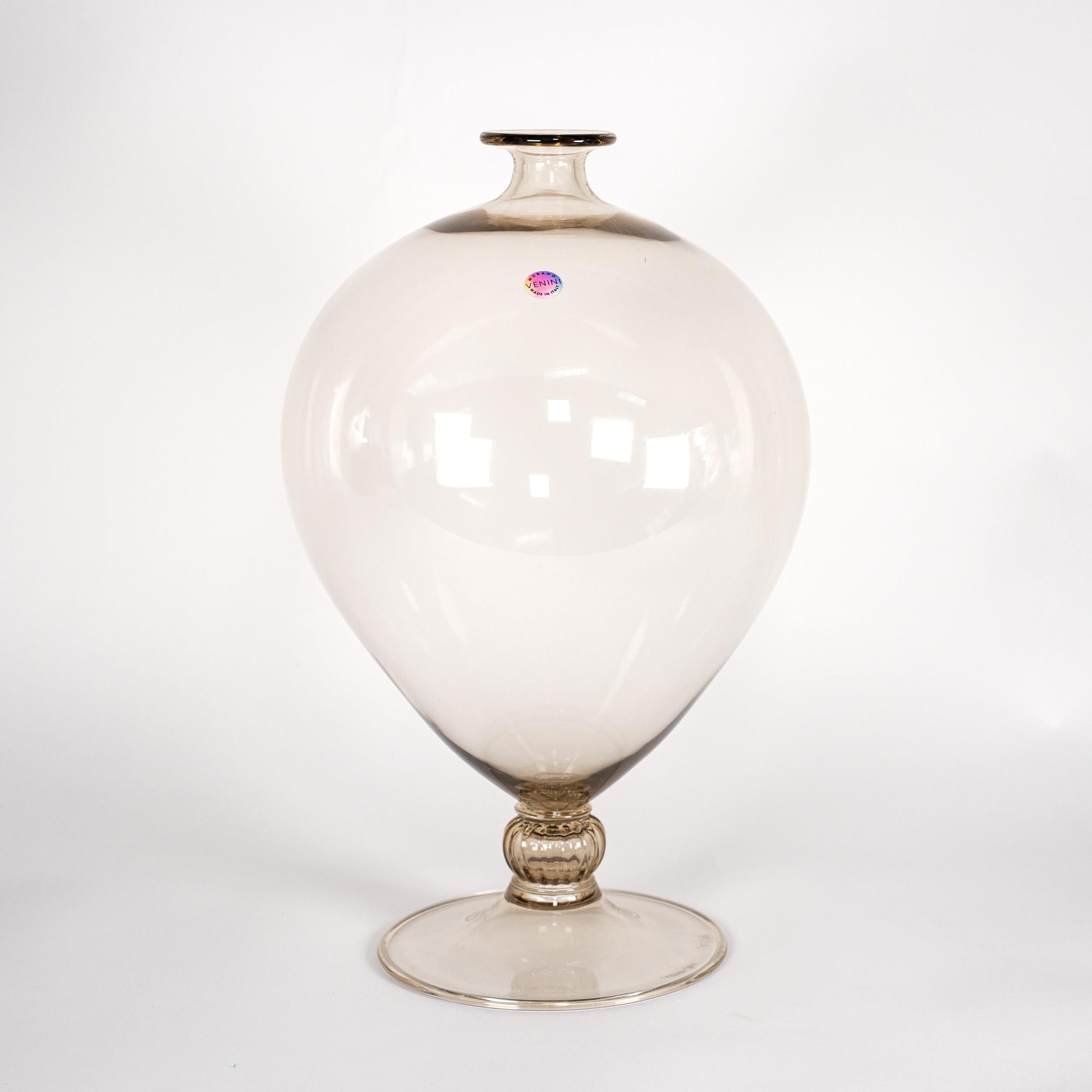 VENINI vase Veronese Taupe Grey Murano Glass Limited Edition 105/199 Signed 2000 in vendita 2