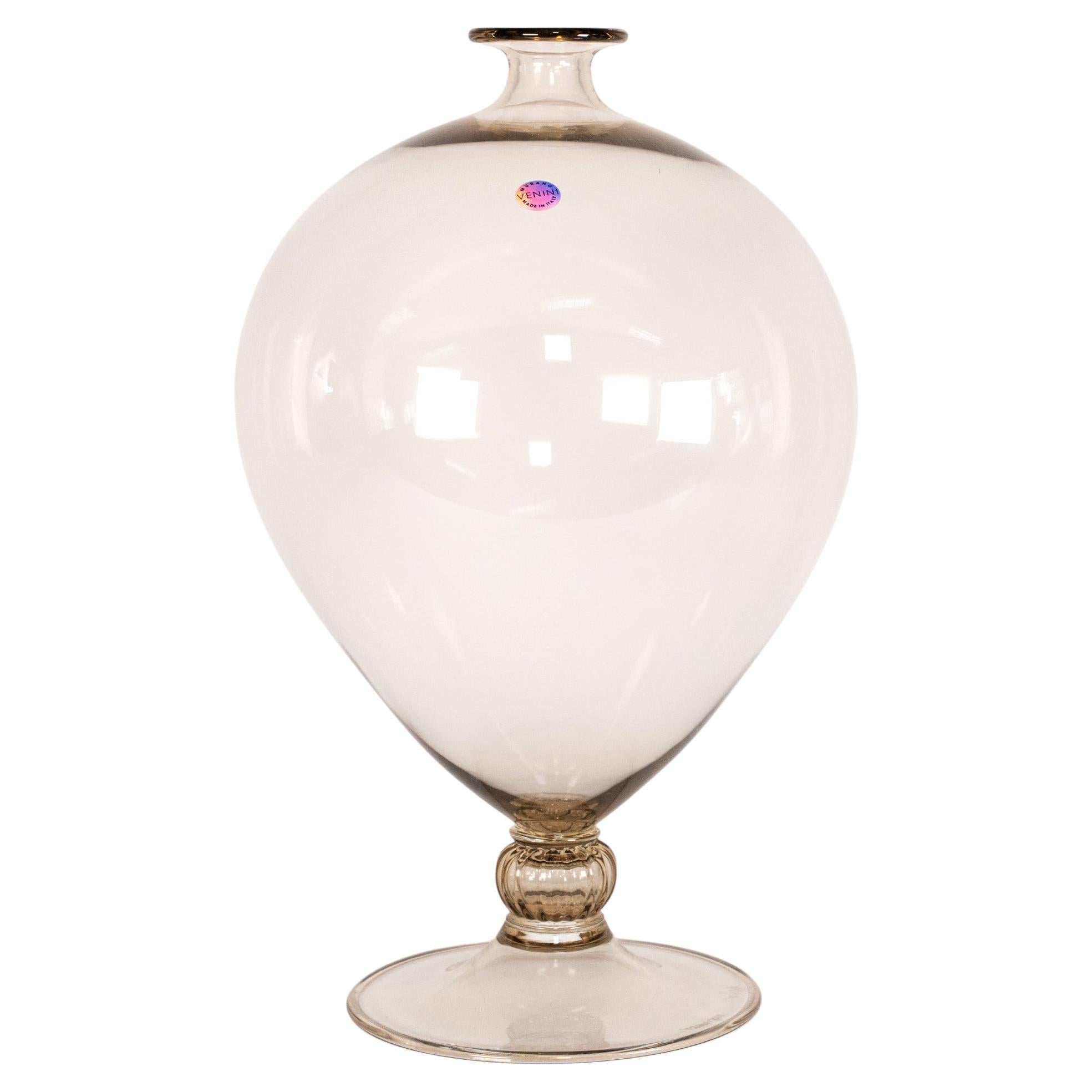 VENINI vase Veronese Taupe Grey Murano Glass Limited Edition 105/199 Signed 2000