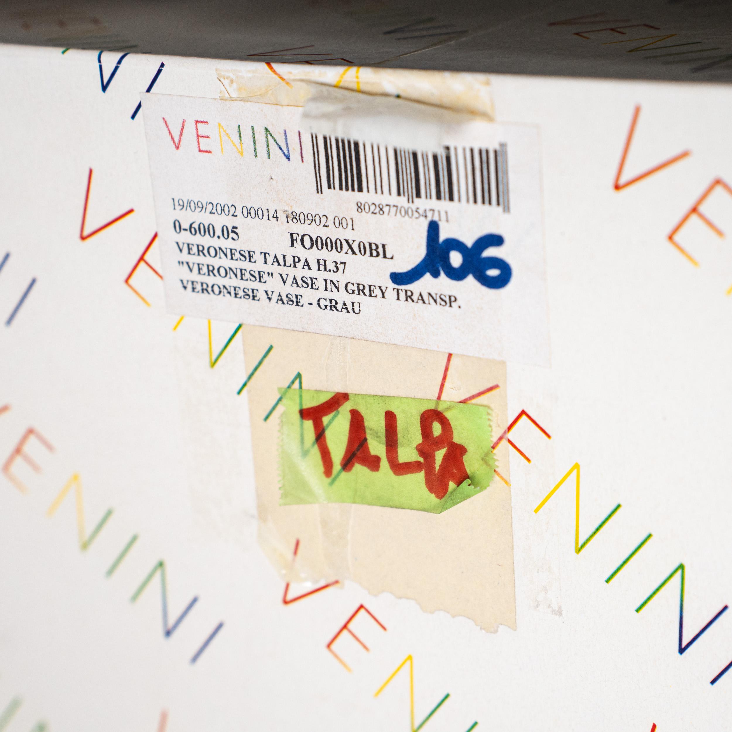 Vaso Venini Veronese Taupe Grey in vetro di Murano Edizione Limitata 106/199 Firmato 2000 in vendita 3