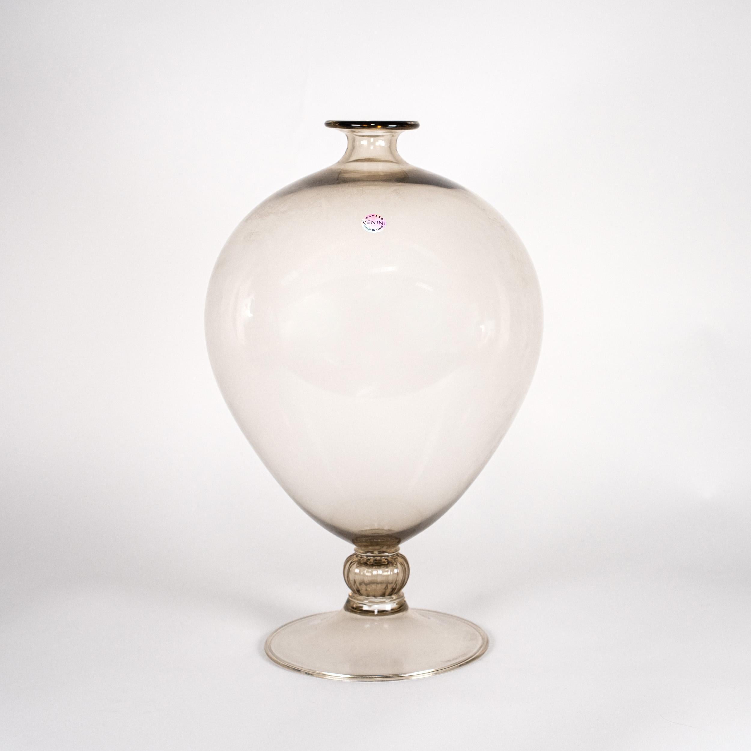 Italiano Vaso Venini Veronese Taupe Grey in vetro di Murano Edizione Limitata 106/199 Firmato 2000 in vendita