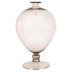 VENINI jarrón Veronese Gris topo Cristal de Murano Edición limitada 106/199 Firmado 2000
