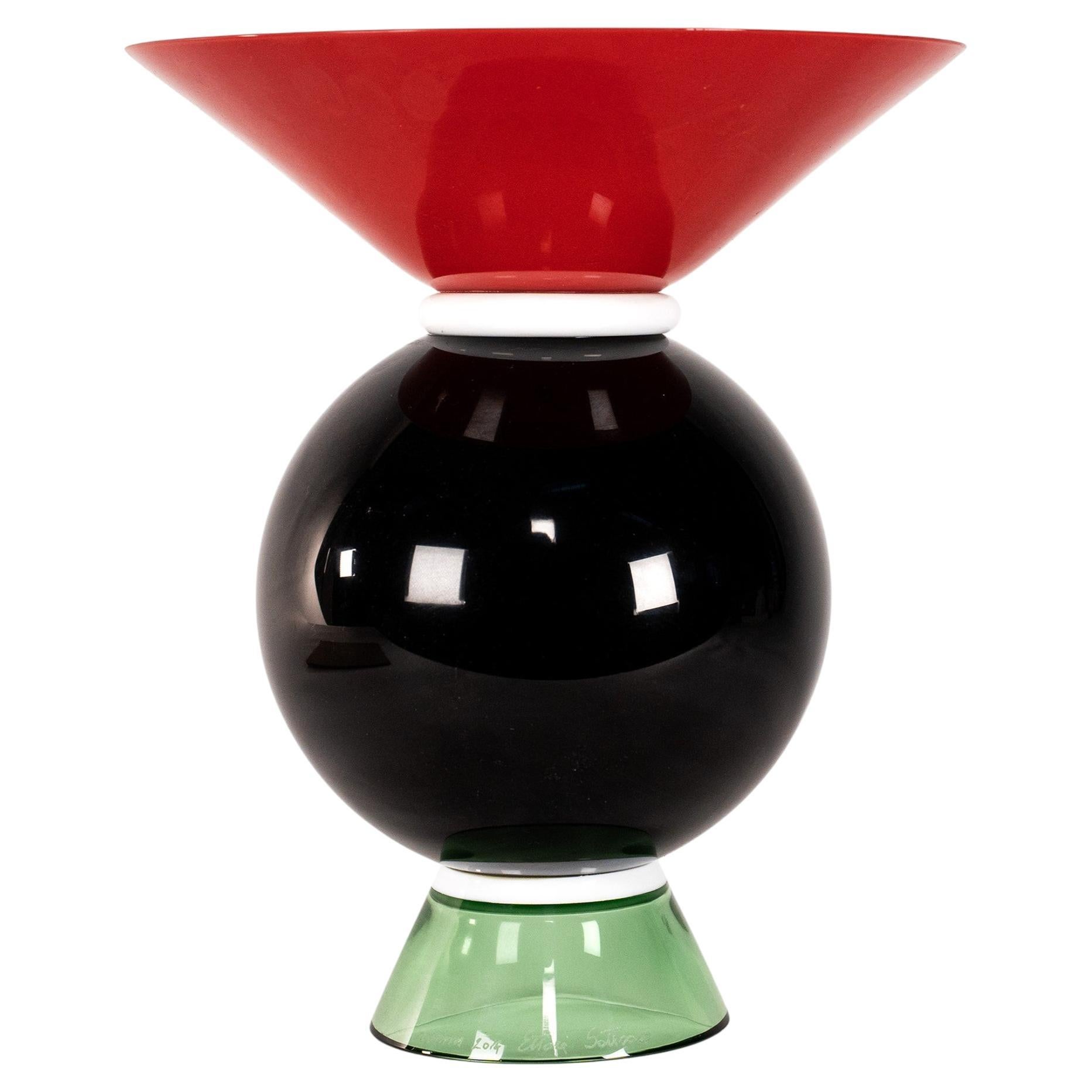 VENINI jarrón Yemen multicolor Cristal de Murano, Firmado 2014, Diseño de Sottsass