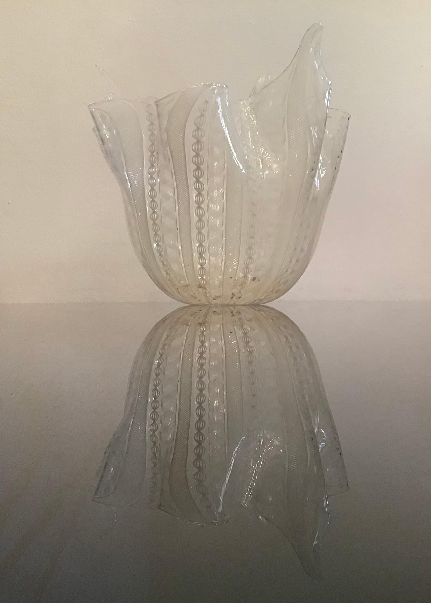 Italian Venini Vase Zanfirico  Murano Glass 1950 Italy For Sale