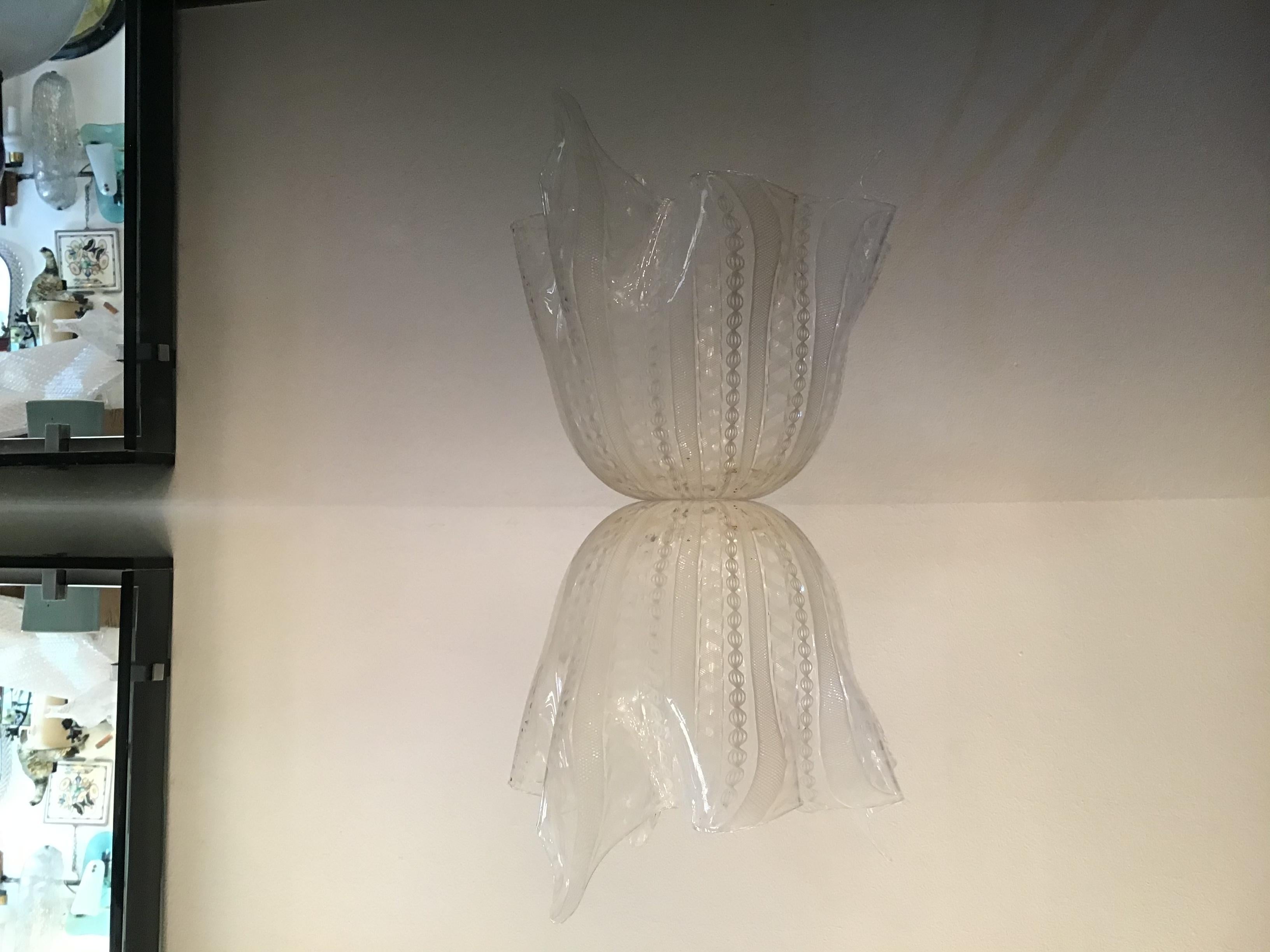 Venini Vaso Zanfirico  Vetro di Murano 1950 Italia In condizioni ottime in vendita a Milano, IT