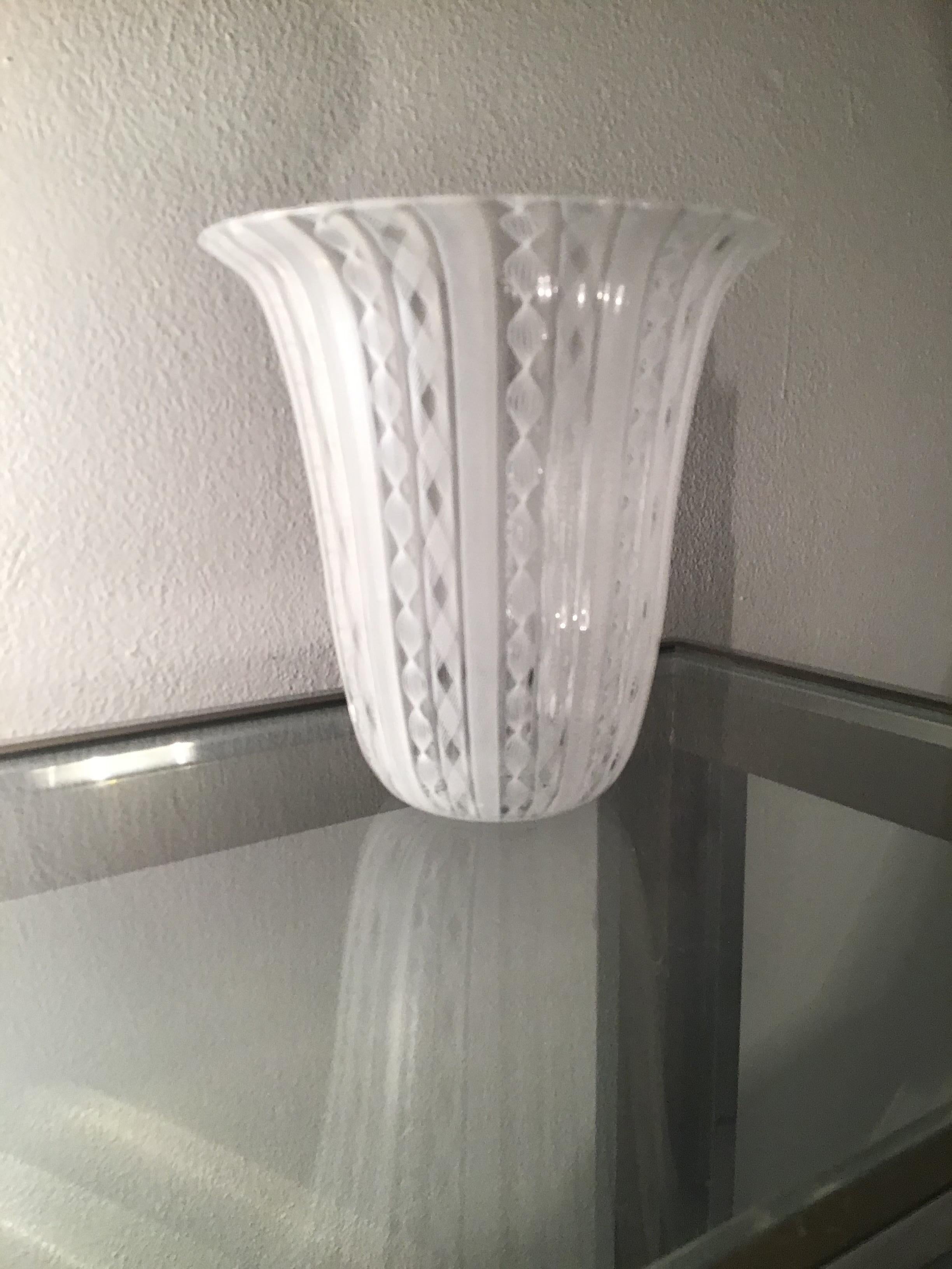 Italian Venini Vase “Zanfirico“ Murano Glass 1950 Italy For Sale