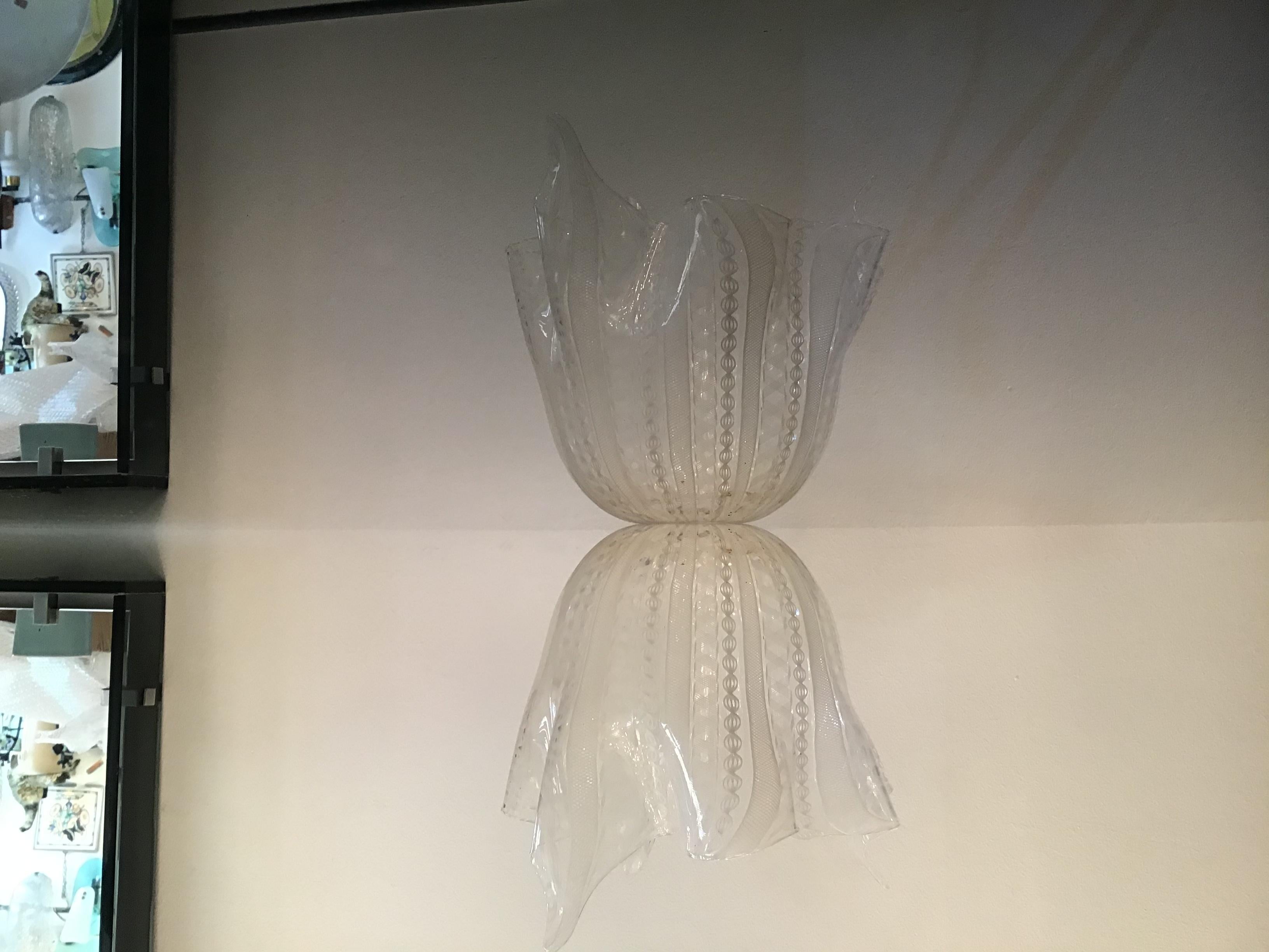 Mid-20th Century Venini Vase Zanfirico  Murano Glass 1950 Italy For Sale