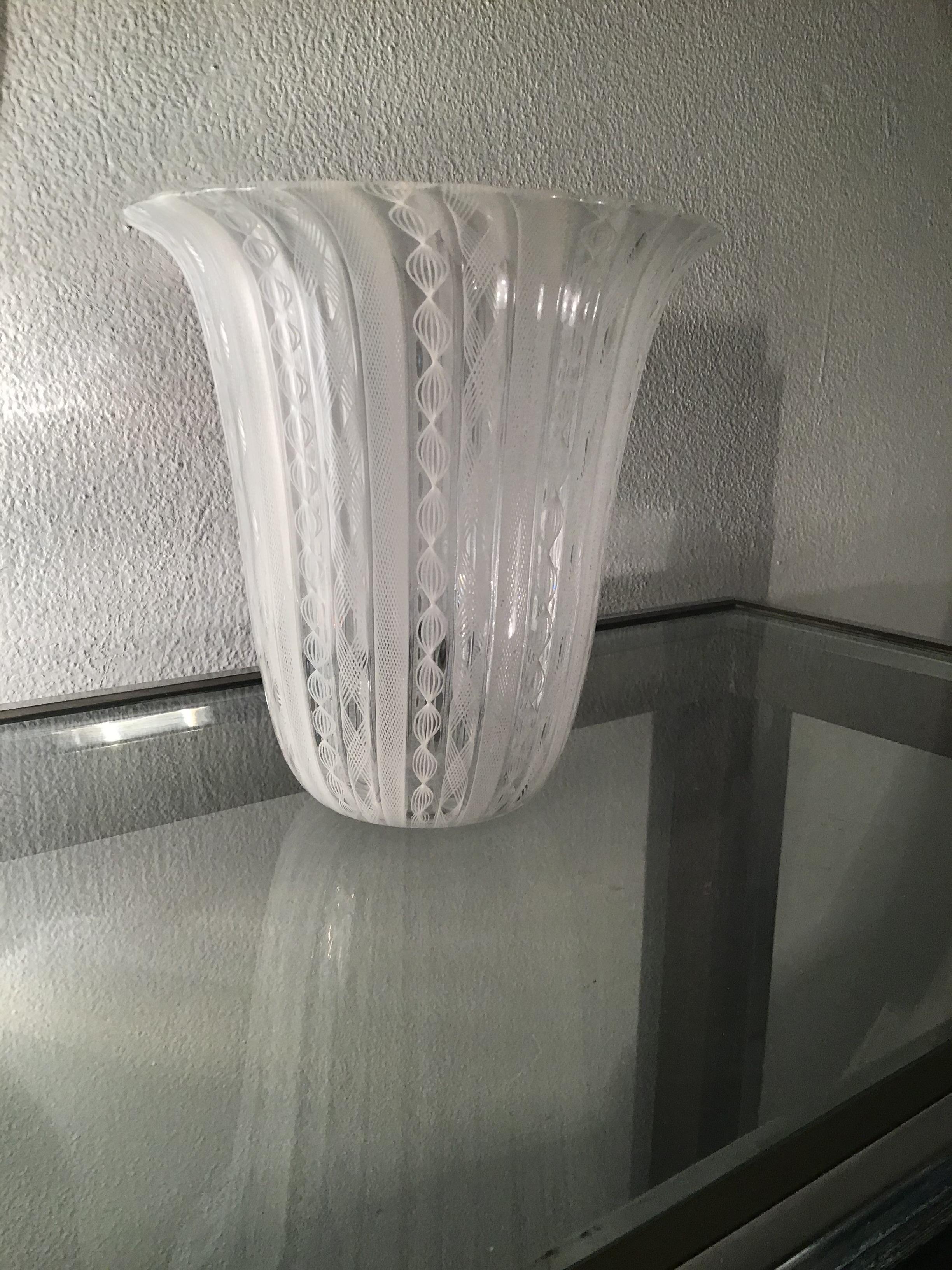 Venini Vase “Zanfirico“ Murano Glass 1950 Italy In Excellent Condition For Sale In Milano, IT