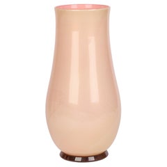 Vintage Venini Venetian Large Tall Peach & Aventurine Art Glass Vase