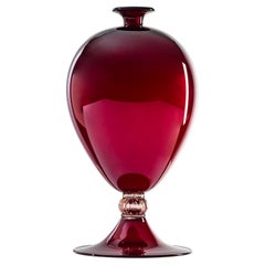 Venini Veronese 600.01 Glass Vase Rosso Venezia & Rosa Vittorio Zecchin Damiani