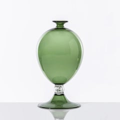 Venini Veronese 600.01 Glass Vase, Verde Mela & Crystal Vittorio Zecchin Damiani