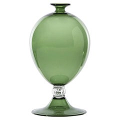 Venini Veronese 600.01 Glass Vase, Verde Mela & Crystal Vittorio Zecchin Damiani