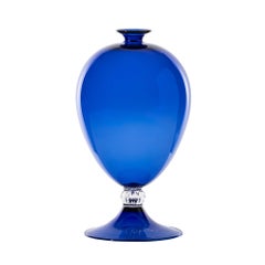 Venini Veronese 600.01 Glass Vase, Sapphire & Crystal - Vittorio Zecchin Damiani