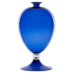 Venini Veronese 600.01 Glass Vase, Sapphire & Crystal - Vittorio Zecchin Damiani