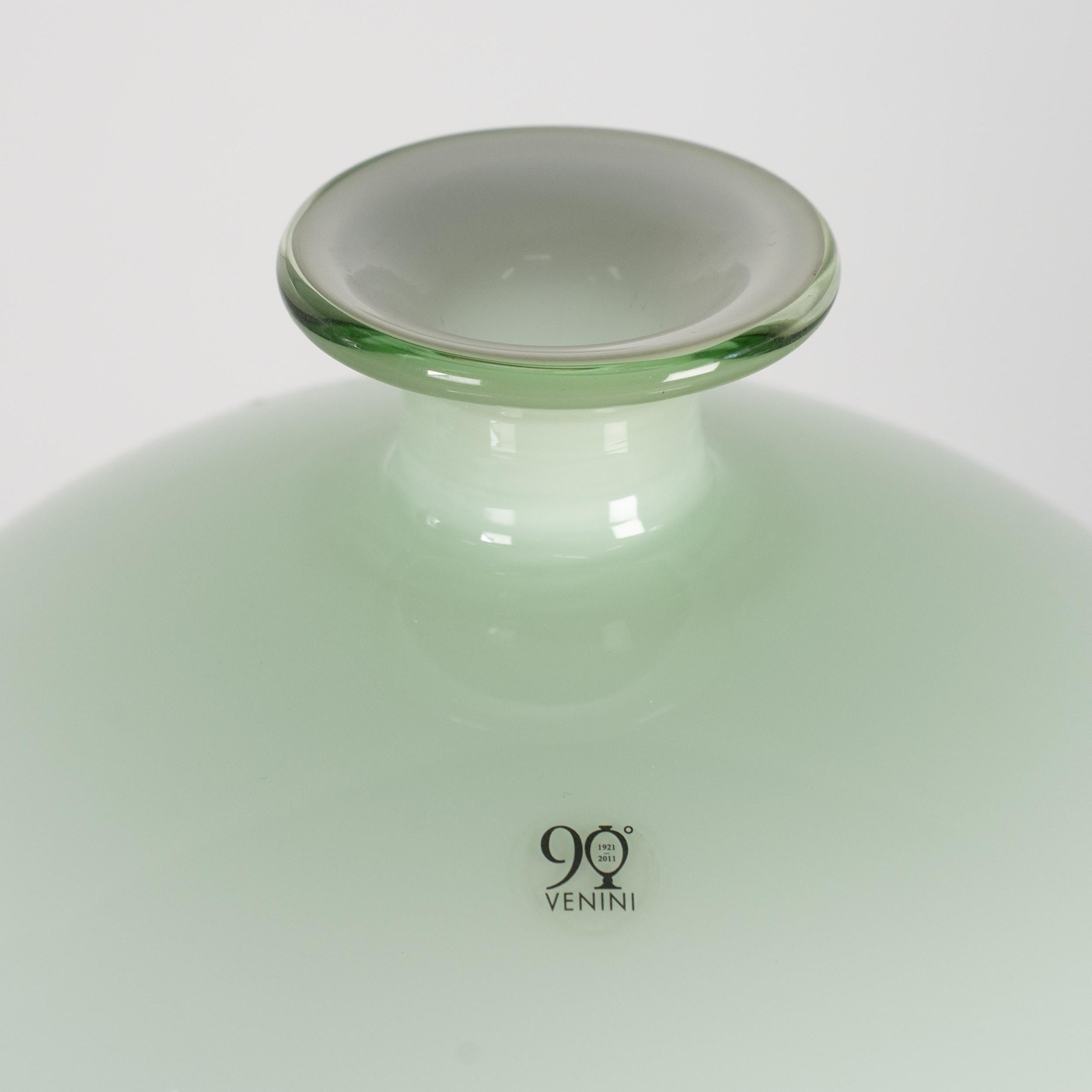 Italian VENINI Veronese 90th Anniversary lattim green Glass Lim. Edition 13/90 year 2011 For Sale