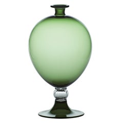 Venini Veronese Glass Vase in Apple Green and Crystal by Vittorio Zecchin