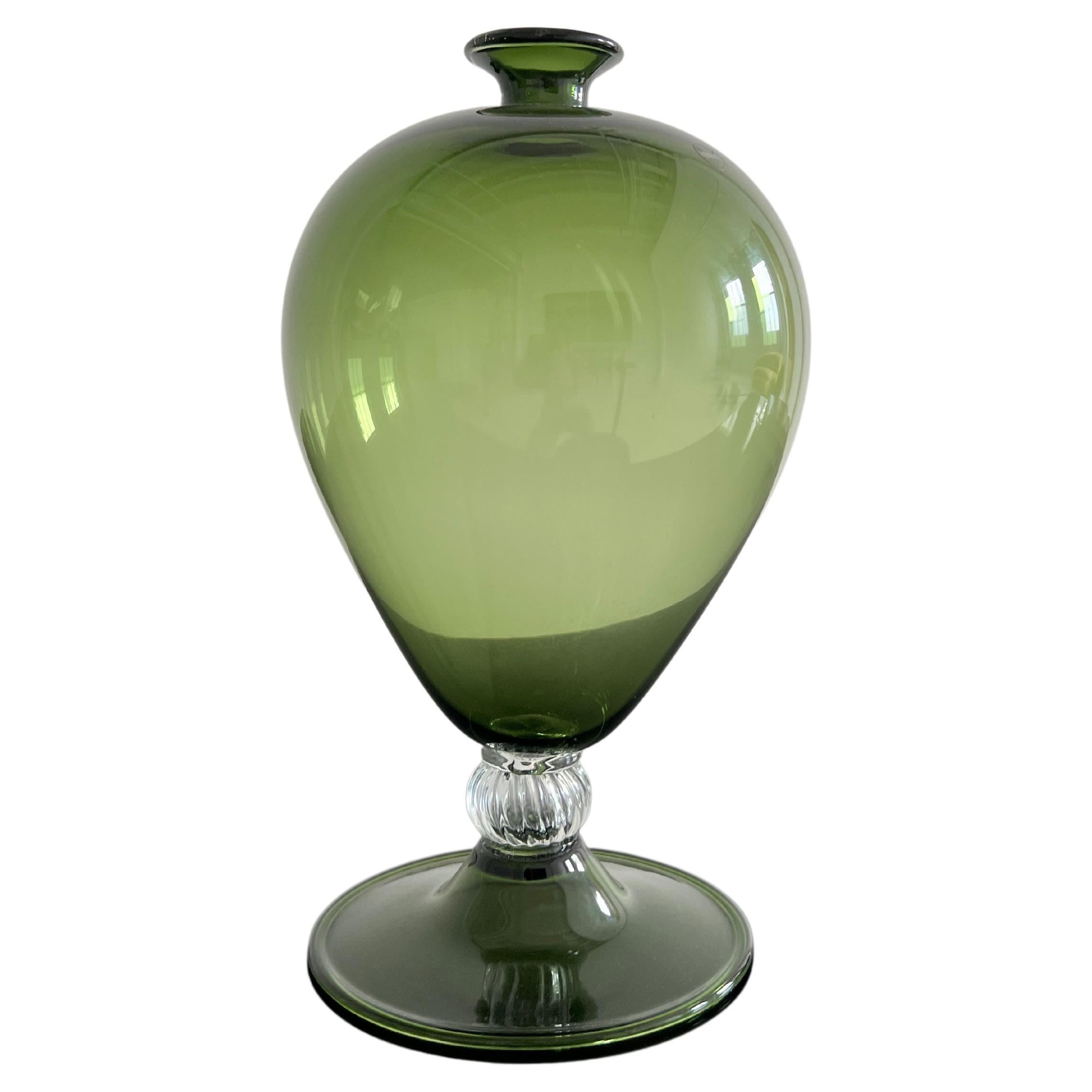 Venini Veronese Glass Vase in Red and Crystal by Vittorio Zecchin For