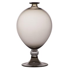 Venini Veronese Glass Vase in Grey and Crystal by Vittorio Zecchin