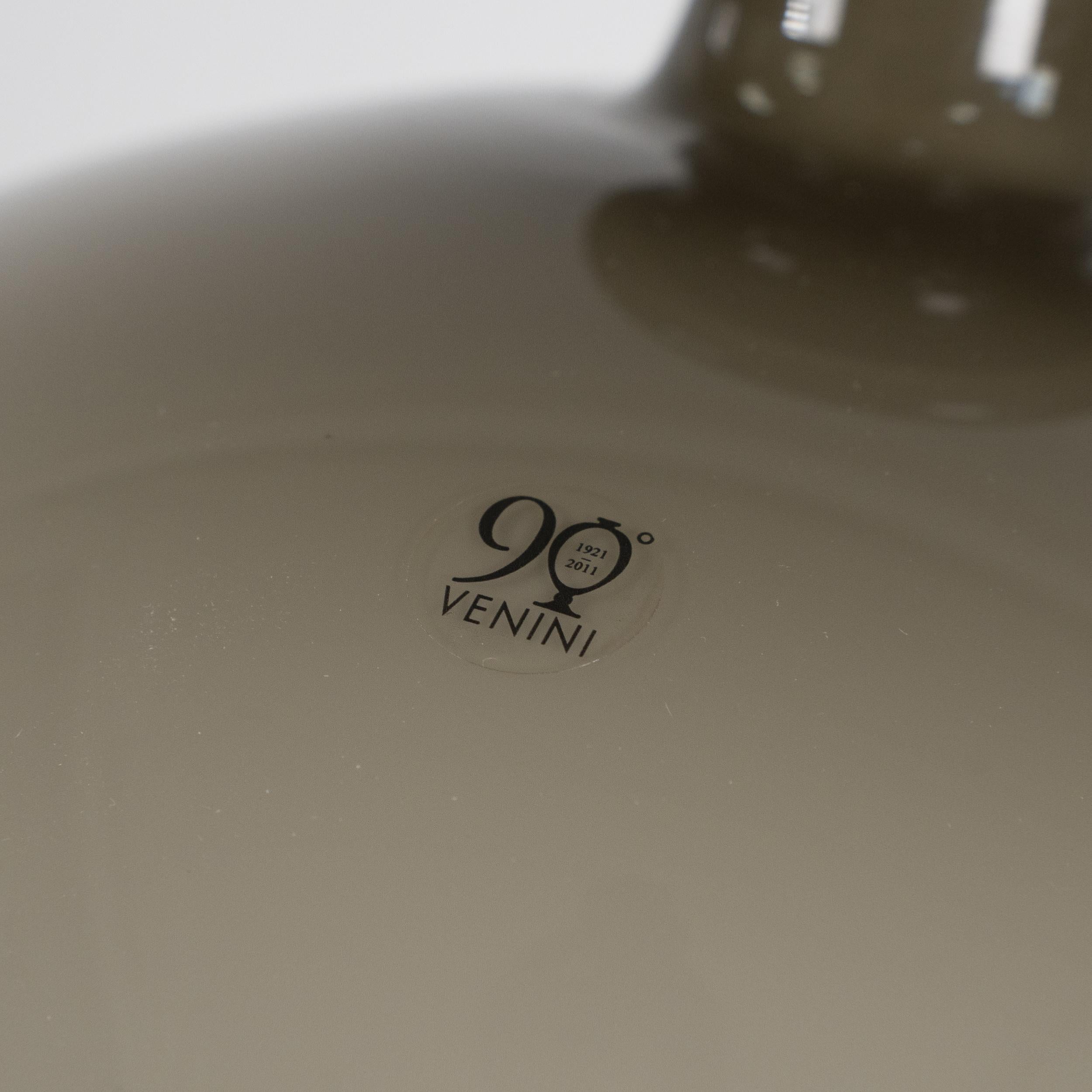 Mid-Century Modern VENINI Vase Véronèse 90ème Anniversaire Verre Gris Edition Limitée 13/90 année 2011 en vente