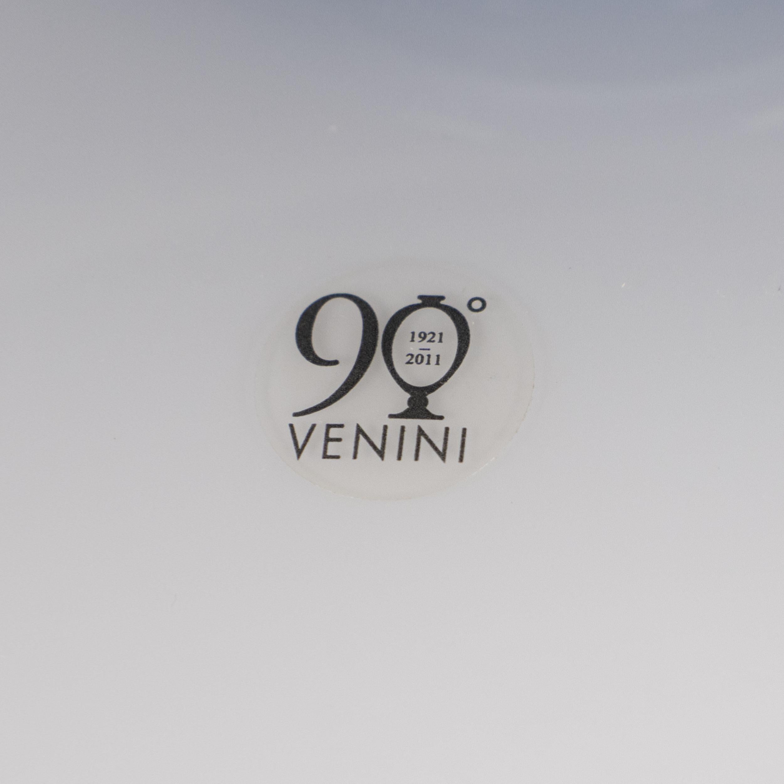 Mid-Century moderno VENINI Vaso Veronese 90° Anniversario Glicine e Vetro Bianco pz 13/90 anno 2011 in vendita
