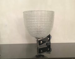 VENINI Pulegoso Glass N 3 Appliques  Metal Crome Opaline Glass 1940 Italy