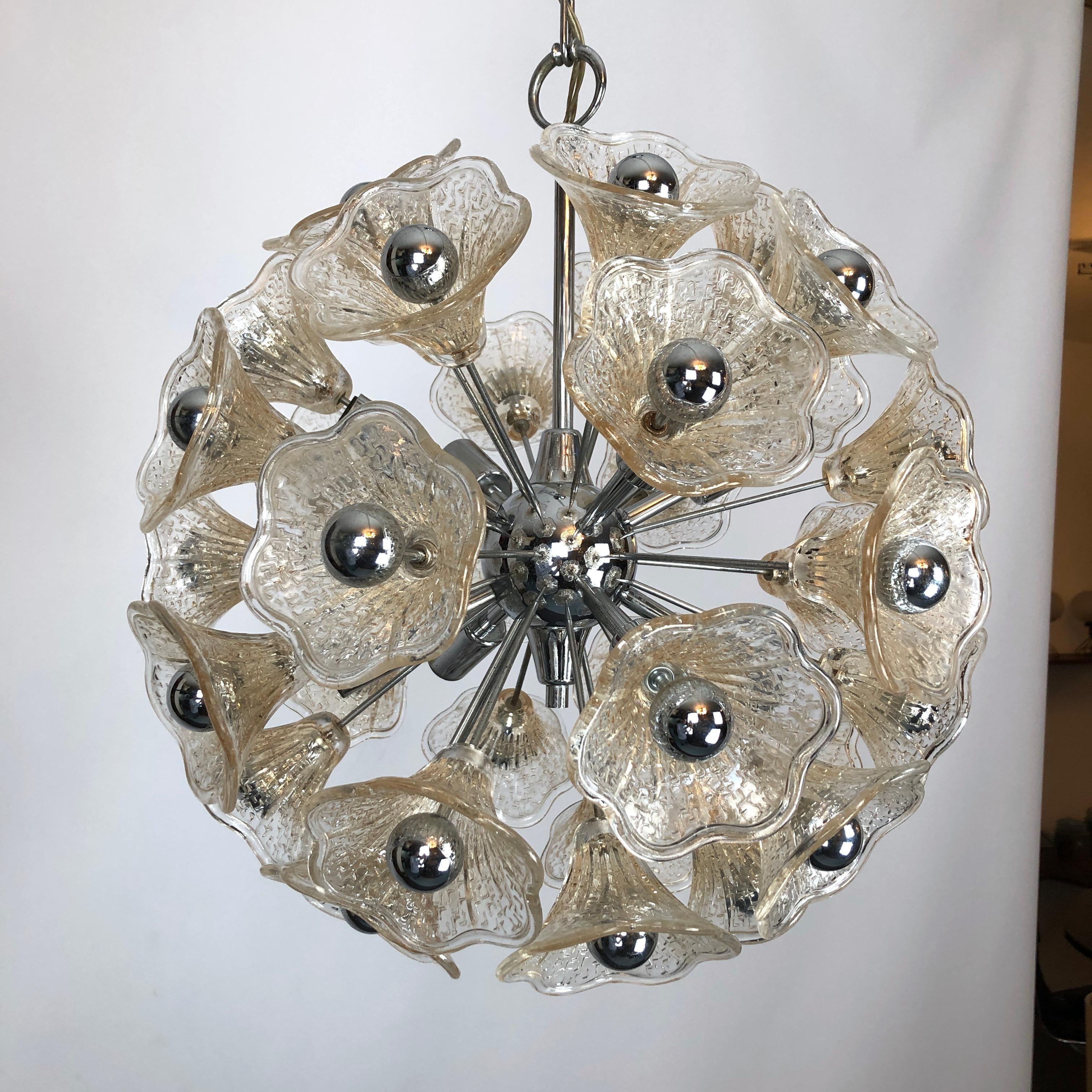 Mid-Century Modern Venini, vintage 35 glass flowers sputnik from 70s For Sale