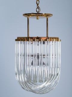 Venini Vintage Modern Italian Carlo Nason "Curve" Brass Glass Chandelier, 1970