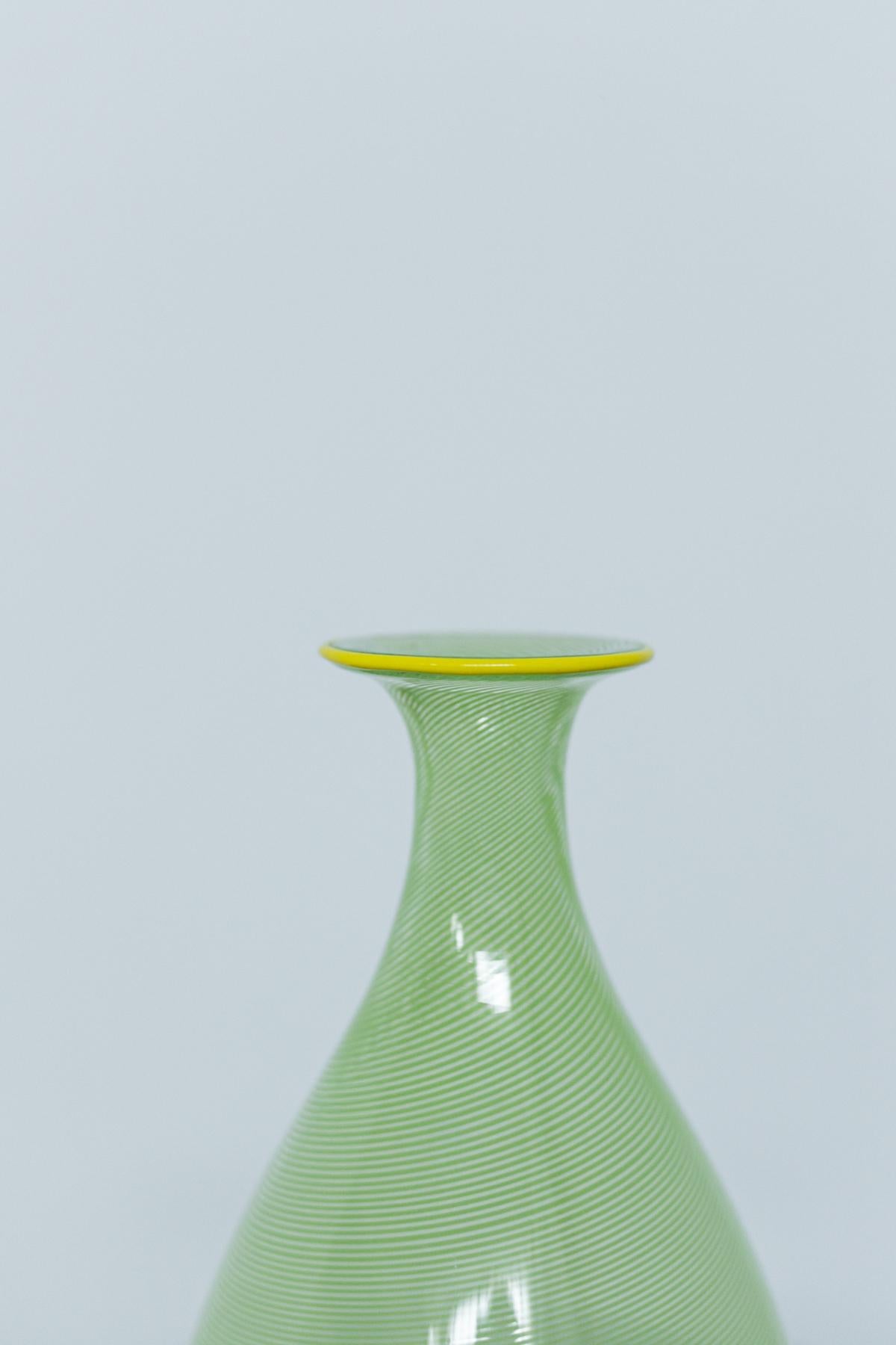 murano glass green vase