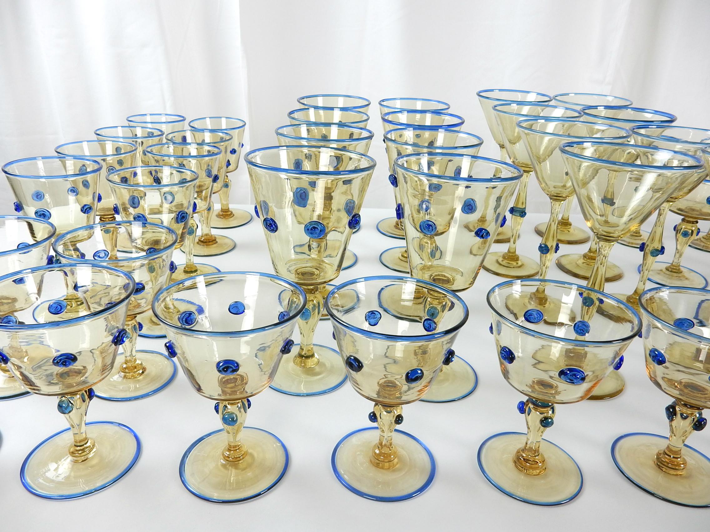 20th Century Venini Vittorio Zecchin Art Glass Service Set, Murano, Italy