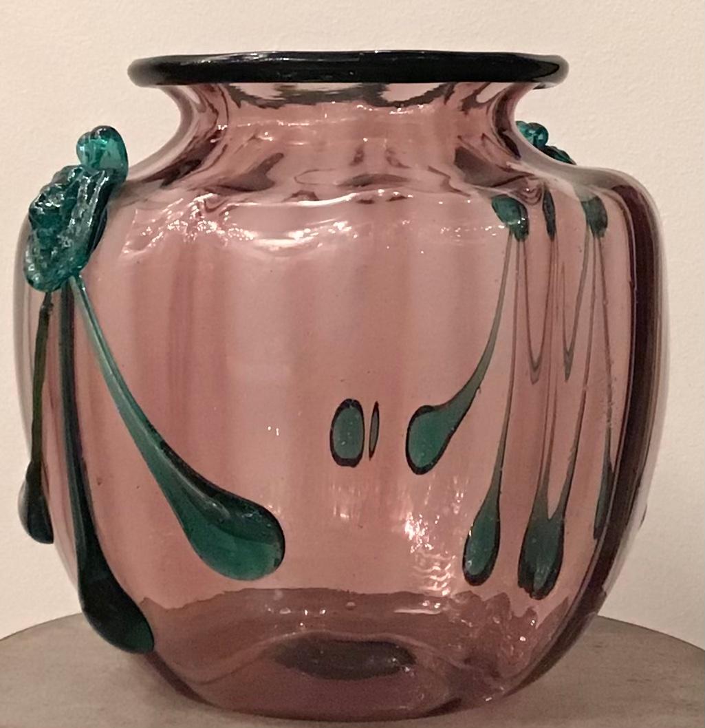 Venini Vittorio Zecchin Vase aus Muranoglas, 1940, Italien (Italienisch)