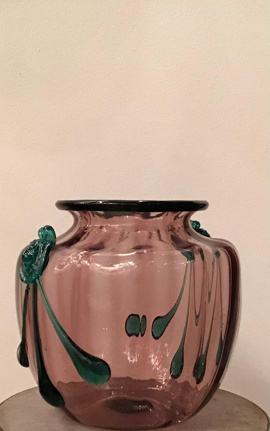 Venini Vittorio Zecchin Vase aus Muranoglas, 1940, Italien im Zustand „Gut“ in Milano, IT