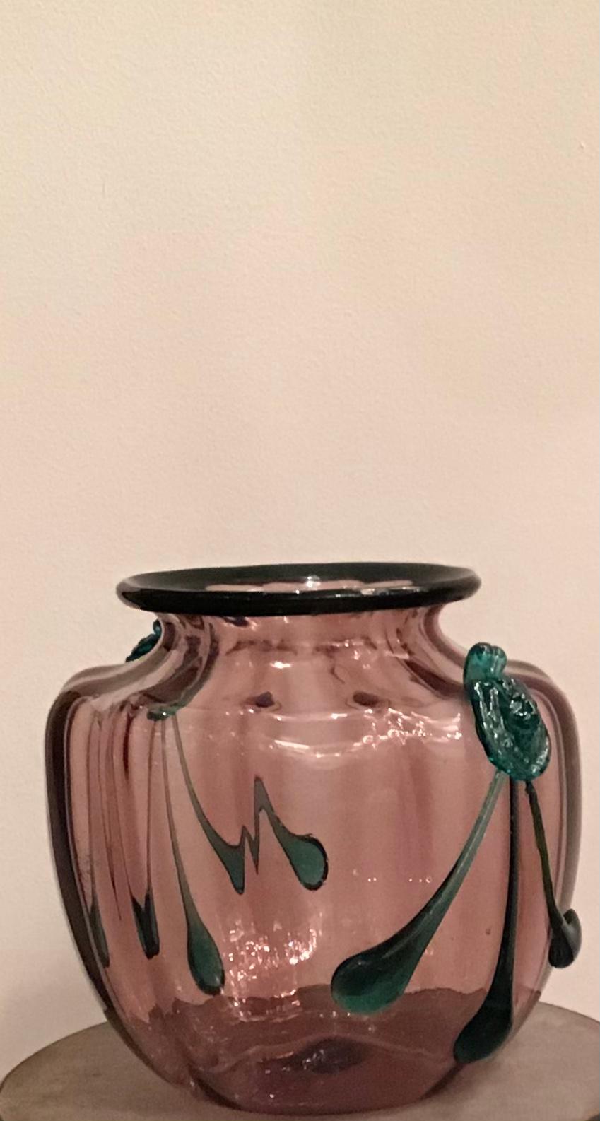 Venini Vittorio Zecchin Vase aus Muranoglas, 1940, Italien (Mitte des 20. Jahrhunderts)