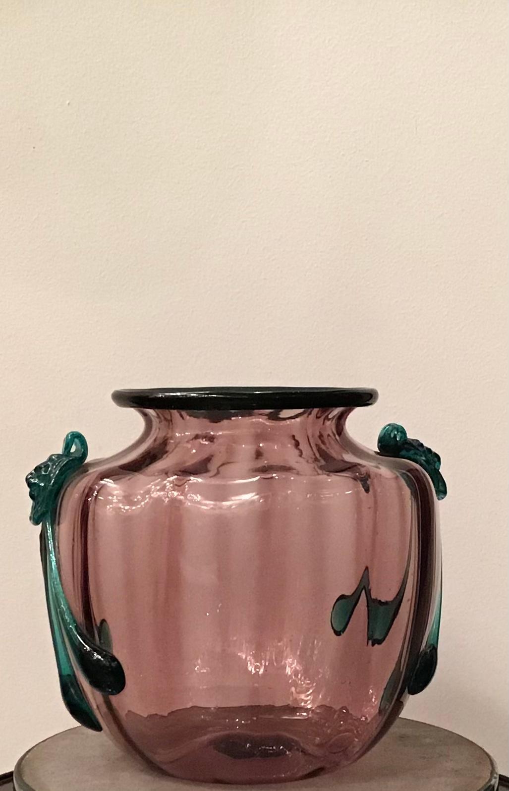 Venini Vittorio Zecchin Vase aus Muranoglas, 1940, Italien 2