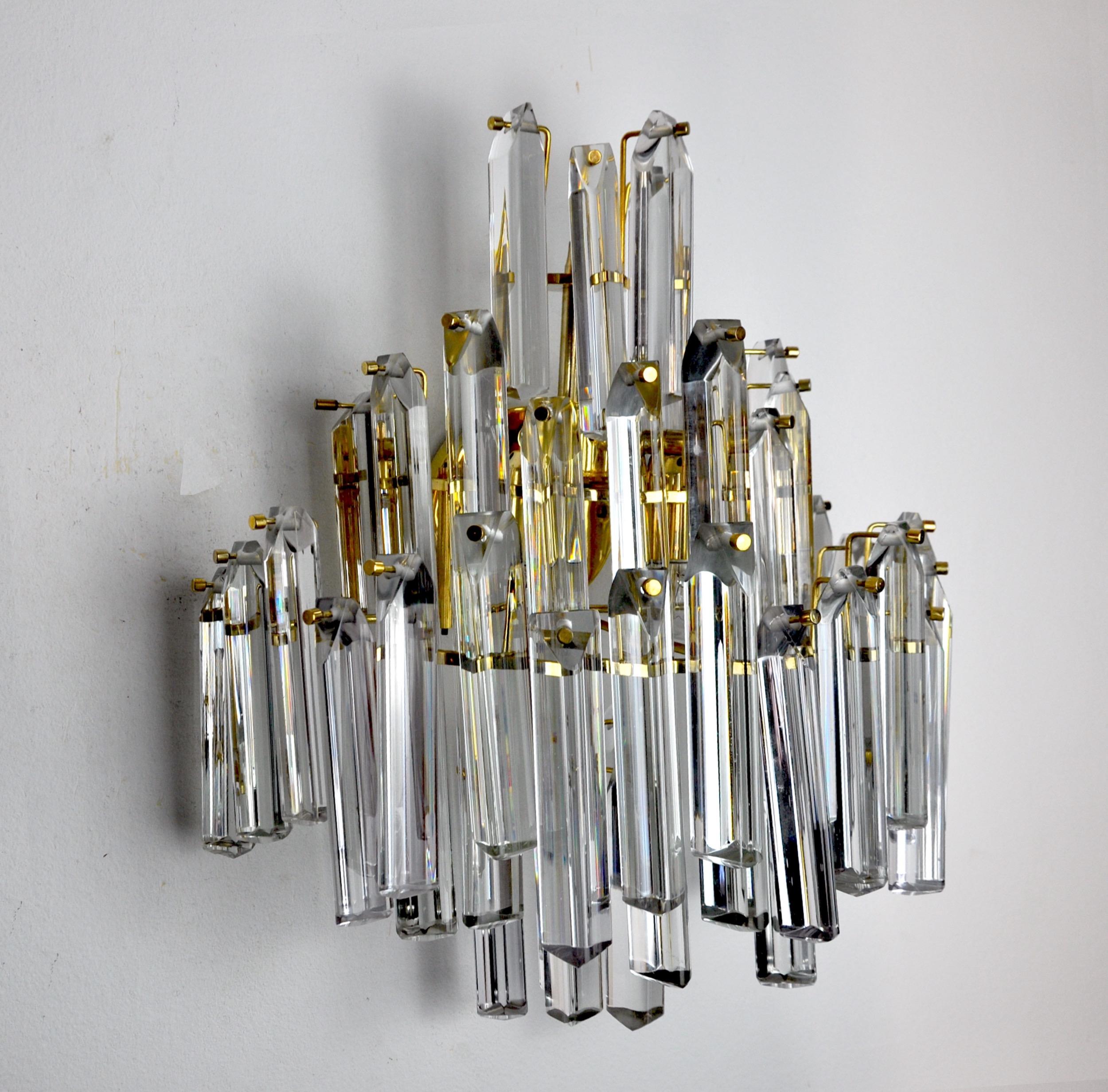 Late 20th Century Venini Wall Lamp, 3 Levels, Murano Glass, Italy, 1970 For Sale