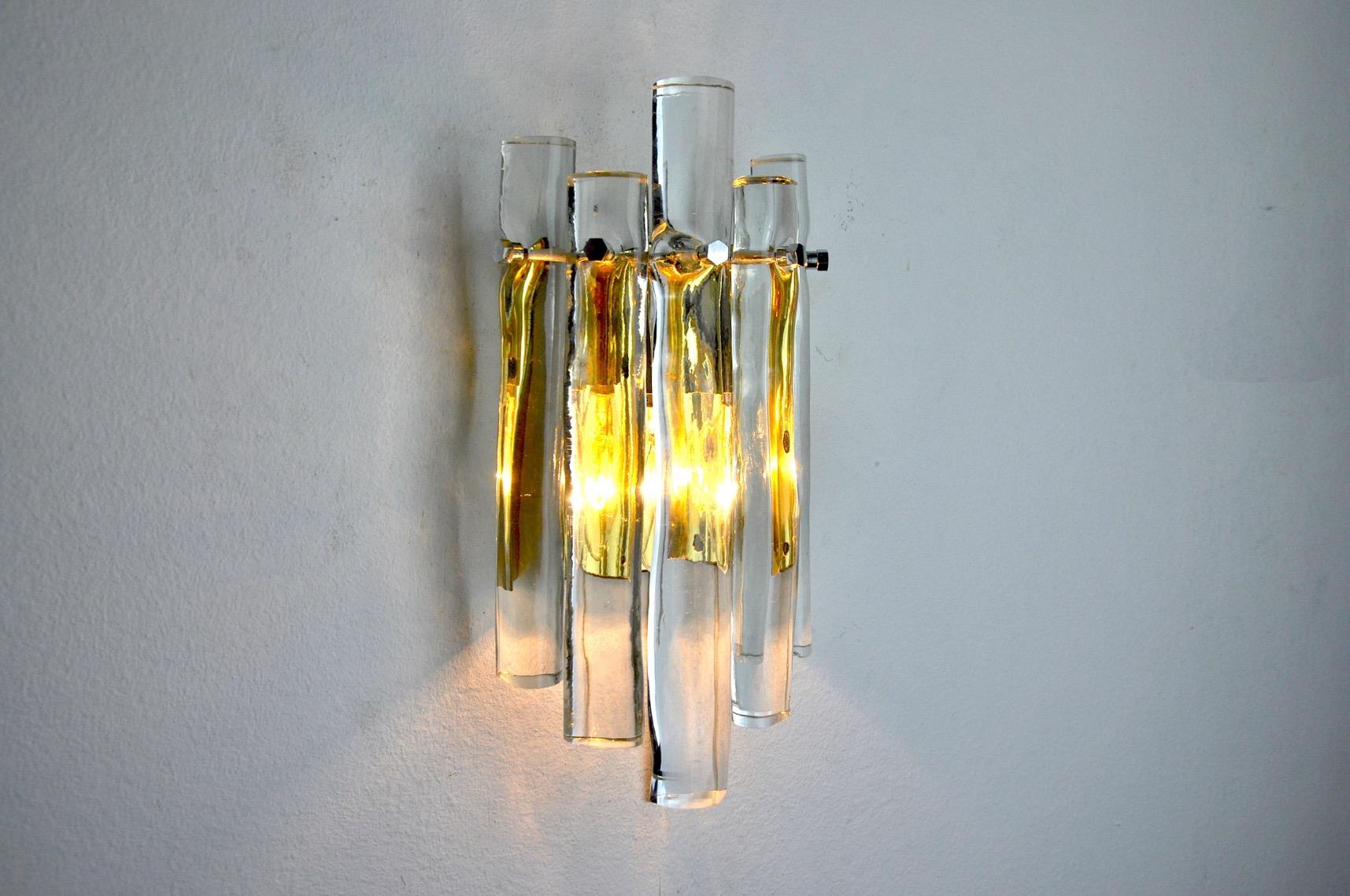 Crystal Venini Wall Lamp for Carmer, Italy, 1970s For Sale
