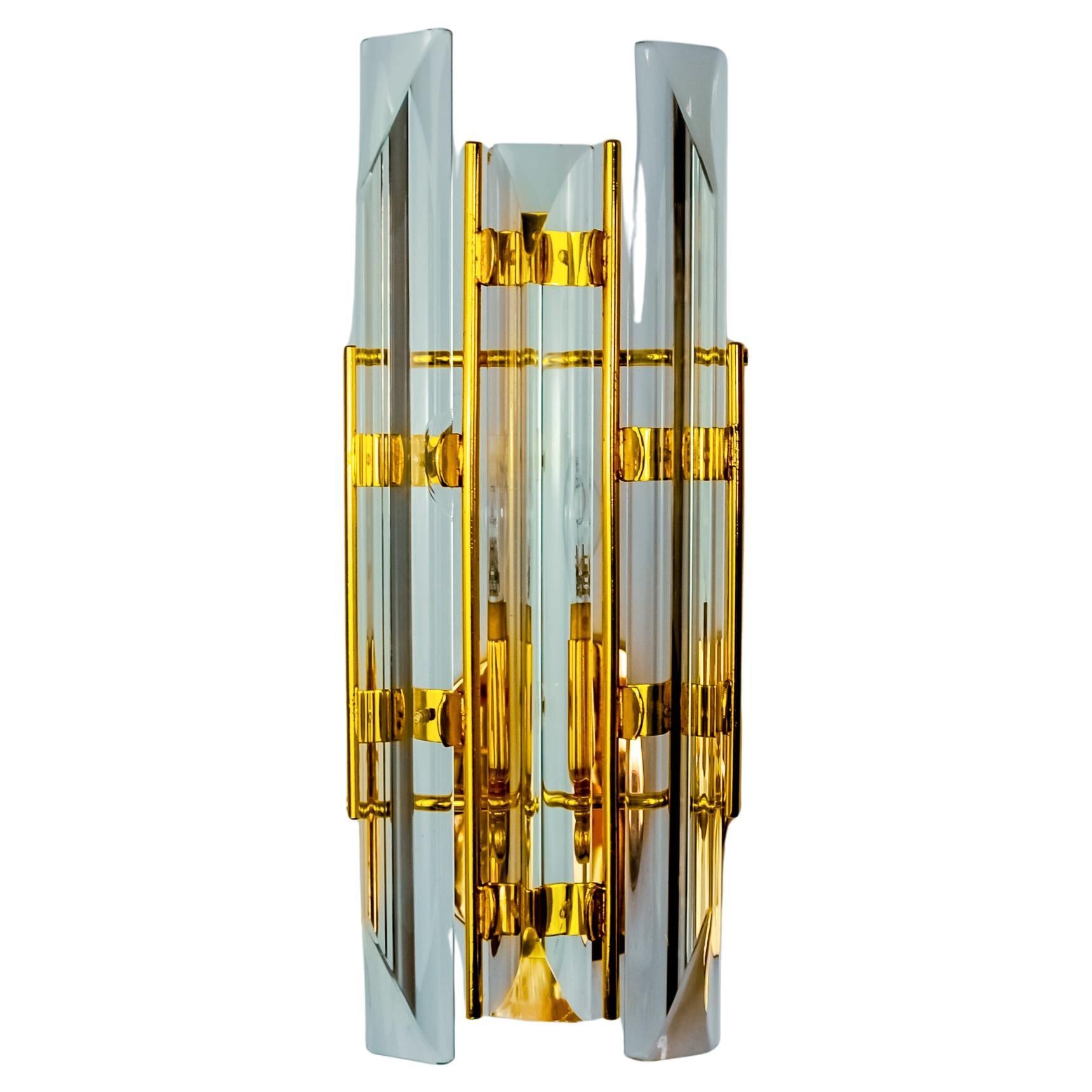 Venini wall lamp, triedri glass, Murano, Italy 1970