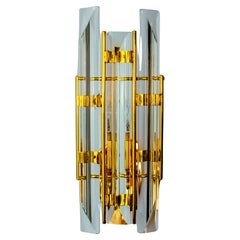 Venini wall lamp, triedri glass, Murano, Italy 1970