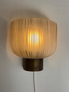 Venini Wall Lamps, Murano Glass & Brass, 1940s Italy