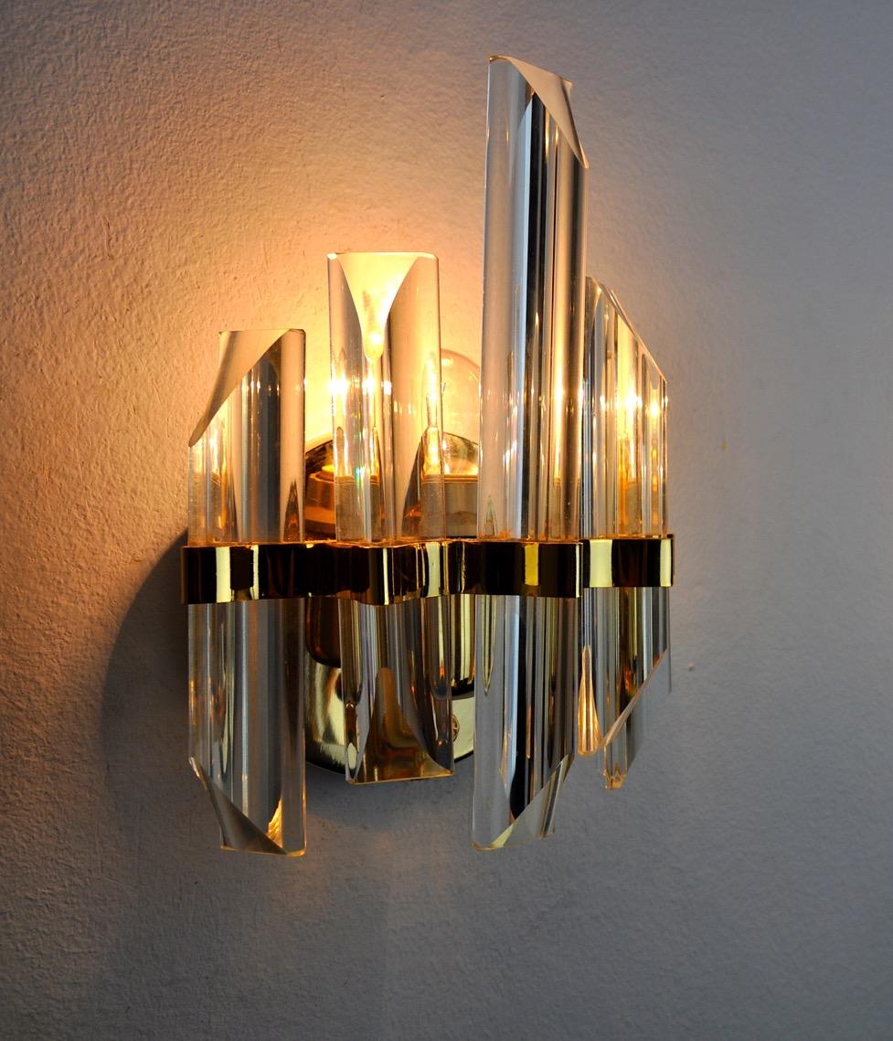 Crystal Venini Wall Light in Murano Glass Italy, 1970 For Sale