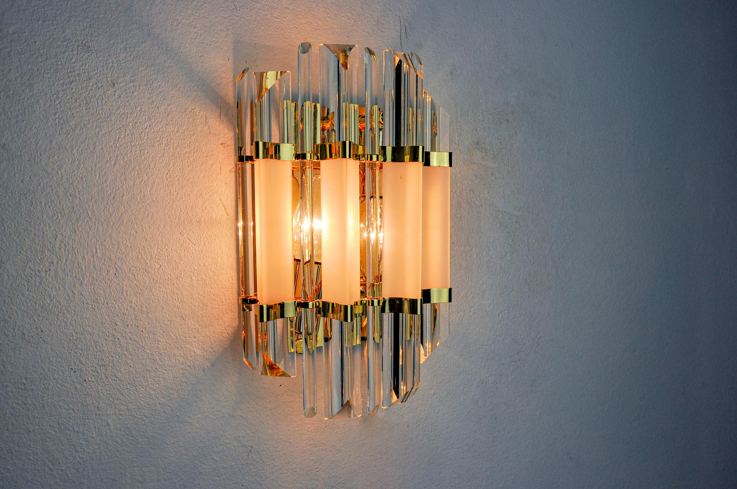 Applique Venini, vetro triedri, Murano, Italia, 1970 In condizioni buone in vendita a BARCELONA, ES