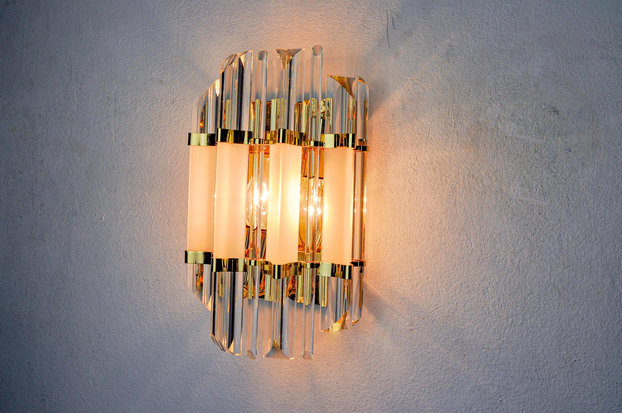 Fine XX secolo Applique Venini, vetro triedri, Murano, Italia, 1970 in vendita